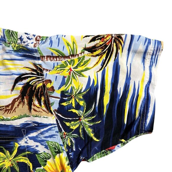 Avanti Button 100% Silk Aloha Hawaii Islands Landscape Shirt Floral Print Sz L - Picture 5 of 16